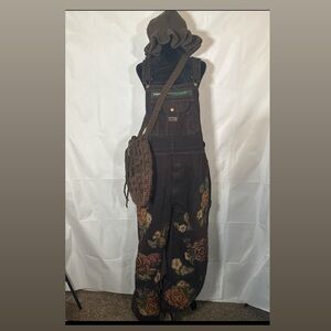 Upscaled boho overalls with crochet bucket hat and bag